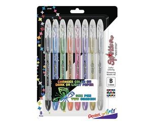 Pentel Arts Sparkle POP - Bolígrafo de gel, colores surtidos, 8 unidades (paquete de 1)