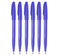 Pentel Azul Original Letrero Bolígrafo S520 Punta de Fibras Rotuladores Color Fineliner 2mm Punta 1mm Ancho de Línea (Paquete de 6)