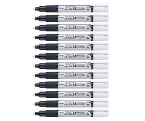 Pentel Bala Puntos Marcador Pintura, Blanco Tinta, 1 Paquete de 12 Rotuladores