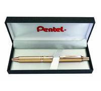 Pentel BL407X-BOX EnerGel Sterling - Bolígrafo de punta redonda con caja dorada, ancho de trazo de 0,35 mm, diámetro de bola de 0,7 mm, tinta negra, color dorado