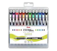 Pentel BL77-12 EnerGel - Bolígrafo de tinta de gel con mecanismo de presión, diámetro de bola de 0,7 mm = 0,35 mm de grosor de trazo, recargable, caja de plástico, 12 unidades, colores surtidos