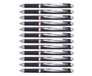 Pentel BLP77 EnerGel 0.7mm Retractable Permanent Gel Pen Bulk Pack (12pcs) - Red Ink