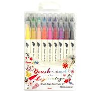 Pentel SESW30C-18 Brush Sign Pen Twin, 18 colores, rotuladores con dos puntas flexibles, tinta a base de agua, surtidos