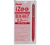 Pentel Bolígrafo de punta redonda I Zee, rojo, 0,7 mm, paquete de 12 unidades