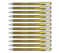 Pentel - Bolígrafo Dual Metallic de tinta de gel, Oro, Pack de 12