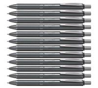 Pentel - Bolígrafo Energel retráctil con punta de bola y cuerpo metálico gris. Escritura en color negro. - Pack de 12