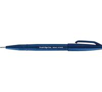 Pentel SES15C-12 - Bolígrafo de punta de fibra tipo pincel, color azul oscuro - Pack de 10