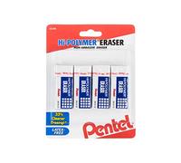 Pentel Borrador de bloque de polímero de alta calidad, blanco, paquete de 4 (ZEH05BP4)