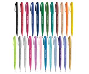 Pentel Brush Rotuladores SES15C con punta de fibra de tipo pincel, juego de 24 rotuladores