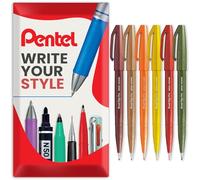 Pentel Brush Sign Pen SES15C - Punta de pincel - Punta de fibra - Juego de 6 - En paquete de regalo - Tonos otoñales