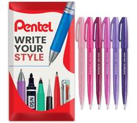 Pentel Brush Sign Pen SES15C - Punta de pincel, punta de fibra, juego de 6 unidades, en paquete de regalo (tonos flores)