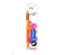 Pentel BX470-4COL iZee Bolígrafo Boli Retráctil con Cuerpo Mate y Clip Metálico,