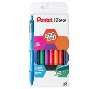 Pentel BX470/8 iZee - Bolígrafo retráctil con clip (punta ancha, 1 mm, 8 unidades)