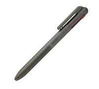 Pentel BXAC37D Calme Bolígrafo de 3 colores, sonido de clic claramente atenuado, zona de agarre en imitación de piel, recargable, bola 0,7 mm = grosor de trazo 0,35 mm, negro/rojo/azul, 1 unidad