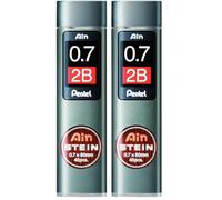 Pentel C277-2BO - Recambio de Minas para portaminas (0,7 mm 2B), negro (Paquete de 2)