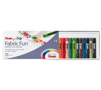 Pentel - Ceras Fabric Fun para uso textil, Caja de 15 colores surtidos, 1 - Pack