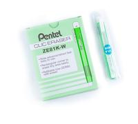 Pentel Clic Eraser ZE81 - Bolígrafo de goma rectangular recargable, cuerpo verde claro transparente, 12 unidades