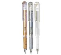 Pentel Color Varios Paquete Hybrid Gel Grip Dx Metálico Bolígrafos de Ancha 1mm Punta 0.5mm Line Tinta K230-WO (1 Cada - 3 Rotuladores - Blanco, Oro Metalizado, Plateado Metalizado)