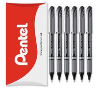 Pentel Energel BL27 - Bolígrafo roller de tinta de gel líquido, punta de metal de 0,7 mm, paquete de 6 unidades, color negro