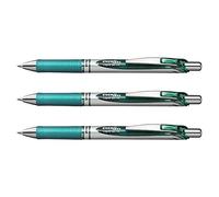 PENTEL ENERGEL BL77 - Bolígrafo de tinta de gel retráctil (3 unidades, punta de 0,7 mm), color turquesa