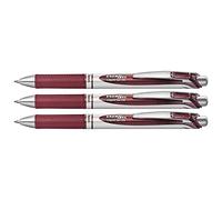 PENTEL ENERGEL BL77 - Lote de 3 bolígrafos retráctiles (tinta de gel retráctil, punta de 0,7 mm), color burdeos