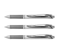 PENTEL ENERGEL BL77 - Lote de 3 bolígrafos retráctiles (tinta de gel retráctil, punta de 0,7 mm), color gris