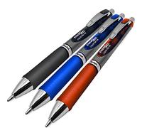 Pentel Energel BL80 - Bolígrafo de tinta de gel líquido retráctil (1,0 mm, 3 unidades), color negro, azul y rojo
