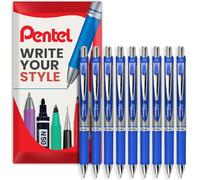 Pentel EnerGel BL80 - Bolígrafo retráctil de tinta de gel líquido, 1,0 mm, 54% reciclado, paquete de 9 unidades, en paquete de regalo de sobre, tinta azul