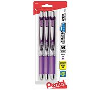 Pentel EnerGel Deluxe RTX Gel Ink Pens, 0.7 Millimeter Metal Tip, Violet Ink, 3-Pack (BL77BP3V) by Pentel