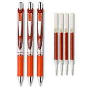 Pentel EnerGel Deluxe RTX Gel líquido pluma de tinta Kit, con 4 recargas (naranja - 0,7 mm) por Pentel