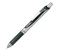 Pentel Energel Knock BLN75Z-A, punta de aguja de 0,5 mm, tinta negra, cuerpo plateado con acento negro