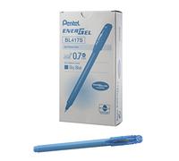 Pentel EnerGel Liquid Gel. Flash Stick Pen, (0.7 mm) cielo línea media, punta de metal, tinta azul, 12 unidades (bl417s-s)