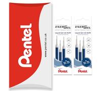 Pentel Energel - Recambio de punta de metal LR7 de 0,7 mm - Recambio para bolígrafo BL77/BL57/BL37 - Paquete de 6 almohadas (azul)