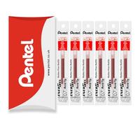 Pentel Energel - Recambio de punta de metal LR7 de 0,7 mm, recambio para bolígrafo BL77/BL57/BL37, paquete de 6 almohadas (rojo)