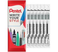 Pentel Energel - Recambio de punta de metal LR7 de 0,7 mm, recambio para bolígrafo BL77/BL57/BL37, paquete de 6 (Gris)