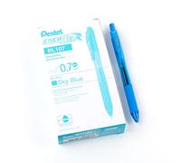 Pentel Bolígrafos retráctiles EnerGel-X, 12 unidades, punta 0,7 mm, azul celeste