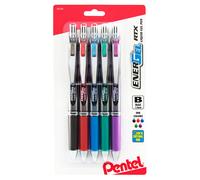 Pentel Energel RTX Retractable Liquid Gel Pen Bold Line Metal Tip Assorted Ink Pack of 5 (BL80BP5M)
