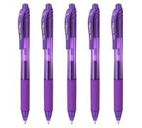 Pentel EnerGel X BL107 - Bolígrafo retráctil de tinta de gel líquido, 0,7 mm, 84% reciclado, color morado, paquete de 5