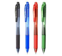 Pentel EnerGel X BL107 - Bolígrafo retráctil de tinta de gel líquido, 0,7 mm, 84% reciclado, negro, azul, rojo, verde, paquete de 4