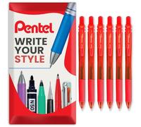 Pentel Energel X BL107 - Bolígrafos de punta redonda de gel retráctil, punta de 0,7 mm, color rojo, paquete de 6 en caja de regalo