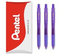 Pentel Energel X BL107 - Bolígrafos retráctiles de gel (punta de 0,7 mm, 3 unidades, tinta violeta), en embalaje de almohada