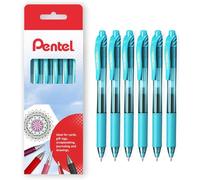 Pentel Energel X BL107 - Bolígrafos retráctiles de gel, punta de 0,7 mm, paquete de 6 en caja de regalo, color turquesa
