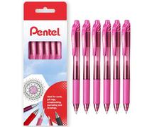 Pentel Energel X BL107 - Bolígrafos retráctiles de gel, punta de 0,7 mm, paquete de 6 en caja de regalo, color rosa