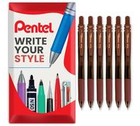 Pentel Energel X BL107 - Bolígrafos retráctiles de gel, punta de 0,7 mm, paquete de 6 en paquete de regalo, color marrón