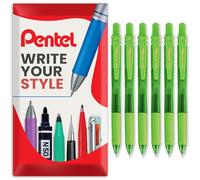 Pentel Energel X BL107 - Bolígrafos retráctiles de gel, punta de 0,7 mm, paquete de 6 en paquete de regalo (verde lima)