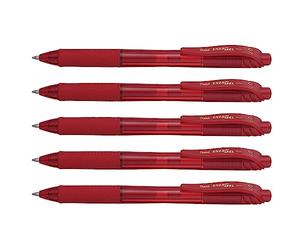 Pentel EnerGel-X BL107 - Lote de 5 bolígrafos de tinta (punta 0,7 mm), color rojo