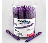 Pentel EnerGel-X BL107PC72V - Lote de 72 bolígrafos de tinta de gel retráctiles - Línea media - Tinta violeta - Caja de 72