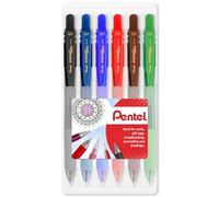 Pentel Energel X BL17 Bolígrafos retráctiles de gel, punta de,7 mm, juego de almejas (paquete de 6, esencial)