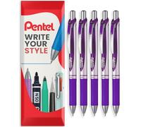 Pentel EnerGel XM BL77 - Bolígrafo retráctil de gel líquido, 0,7 mm, 54 % reciclado, paquete de 5 unidades
