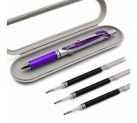 Pentel EnerGel XM BL77 - Bolígrafo retráctil de tinta de gel líquido, 0,7 mm, 54% reciclado, color violeta, incluye caja de regalo y 3 recambios Violet LR7
